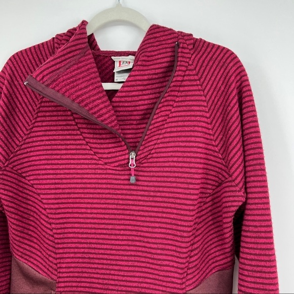 Avalanche Maroon Striped Long Sleeves Hooded Asymmetrical Zip Sweatshirt - Picture 8 of 10